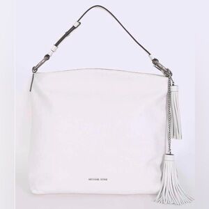 Michael Kors White Leather Tassel Shoulder Bag